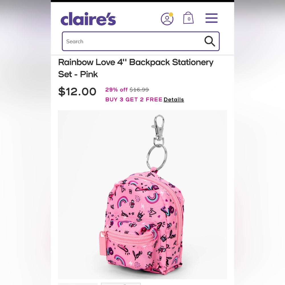 Mini Backpack Keychain with Rainbow Design